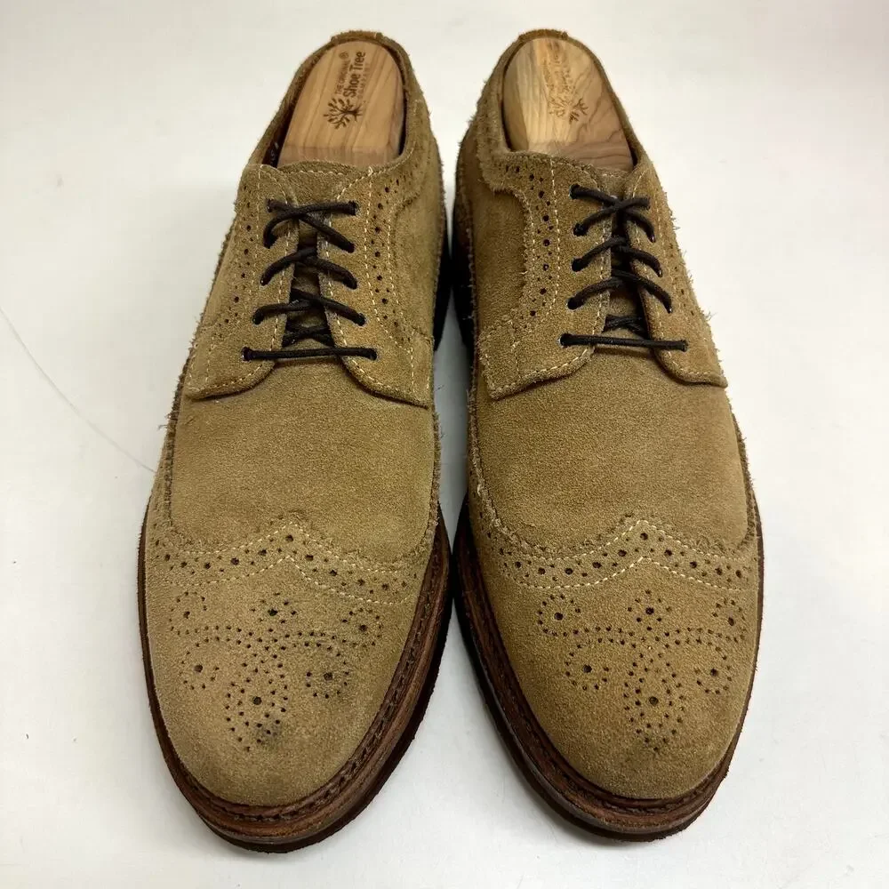VGUC Rancourt & Co. Chandler Longwing Wingtip Tan Suede Derby Made in USA 8 D